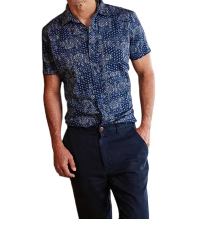 Grayers Bedford Textured Printed Shirt In Navy Bandana In Multi