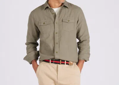 Grayers Brando Lightweight Double Cloth Shirt In Military Olive In Animal Print