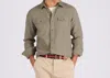 Grayers Brando Lightweight Double Cloth Shirt In Military Olive In Brown