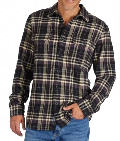 Grayers Herringbone Heritage Flannel Plaid Shirt In Black Cream In Blue
