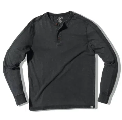 Grayers Hewitt Garment Dyed Henley In Washed Black In Gray