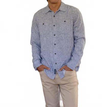 Grayers Houndstooth Double Cloth Workshirt In Cream Navy In Blue