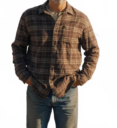 Grayers Jaspe Midweight Flannel Shirt In Brown Khaki