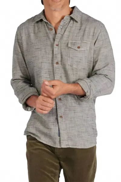 Grayers Linear Slub Twill Shirt In Moss Gray