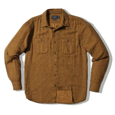 Grayers Men's Houndstooth Double Cloth Workshirt In Dark Curry In Brown