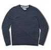 Grayers Men's Stripe V Neck Cotton Linen Sweater In Navy Stripe In Blue