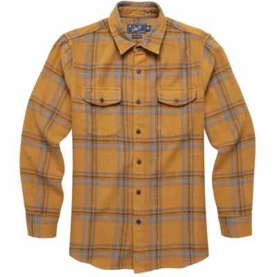 Grayers Men's Vintage Slub Twill Shirt In Golden Brown/blue In Orange