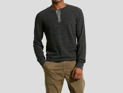 Grayers Windsor Double Cloth Henley Top In Charcoal Heather In Gray