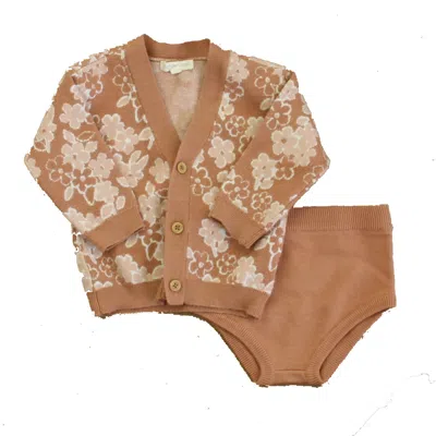 Pre-owned Grayson Collective Kids' Girls Mauve Floral Apparel Sets In Multi