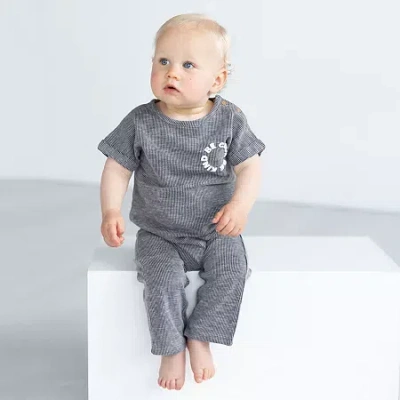Grayson Little Baby Boys Crew Neck Short Sleeve Rib Jumpsuit In Gray