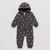 Grayson Little Baby Boys Hooded Long Sleeve Fleece Jumpsuit In Black