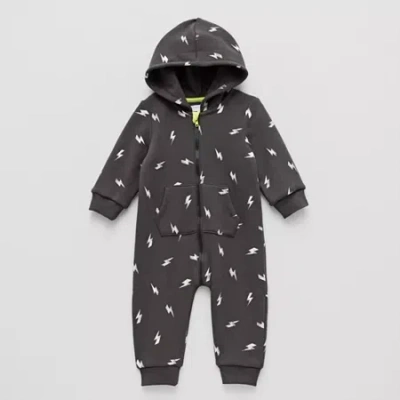 Grayson Little Baby Boys Hooded Long Sleeve Fleece Jumpsuit In Black