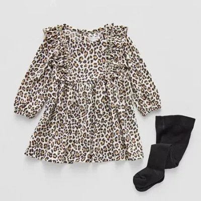 Grayson Little Baby Girls 2-pc. Long Sleeve Ruffled A-line Dress In Brown