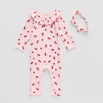Grayson Little Baby Girls Crew Neck Long Sleeve Rib Jumpsuit In Pink