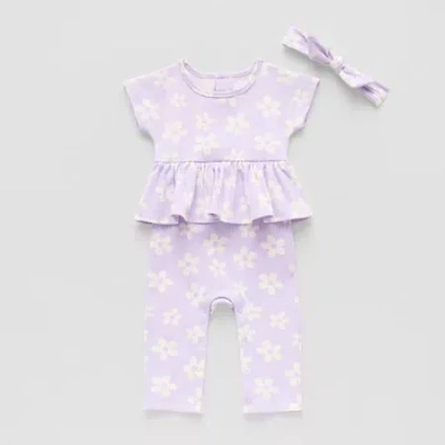 Grayson Little Baby Girls Crew Neck Short Sleeve Rib Jumpsuit In Purple
