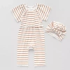 Grayson Little Baby Girls Crew Neck Short Sleeve Rib Jumpsuit In Multi
