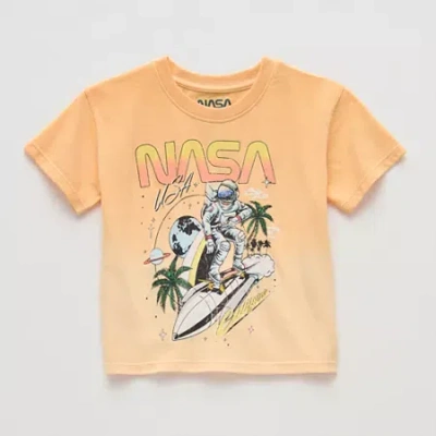 Grayson Little Babies' Toddler Boys Crew Neck Short Sleeve Relaxed Fit Nasa Graphic T-shirt In Orange