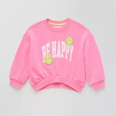 Grayson Little Babies' Toddler Girls Crew Neck Fleece Long Sleeve Sweatshirt In Pink
