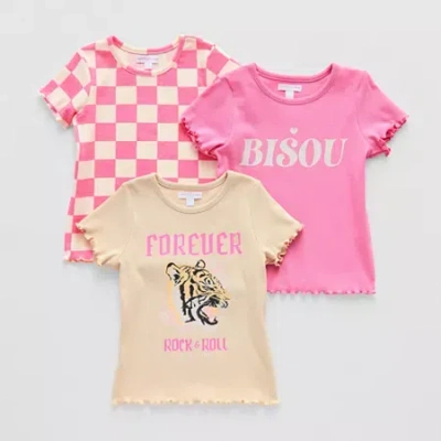 Grayson Little Babies' Toddler Girls Crew Neck Short Sleeve Regular Fit 3-pc. Graphic T-shirt In Pink