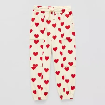 Grayson Little Babies' Toddler Girls Mid Rise Wide Leg Regular Fit French Terry Pull-on Pant In White