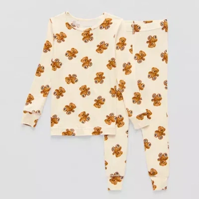 Grayson Little Babies' Toddler Girls Round Neck Long Sleeve 2-pc. Pajama Set In White