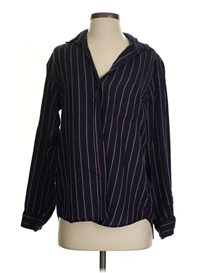 Pre-owned Grayson Long Sleeve Blouse In Black