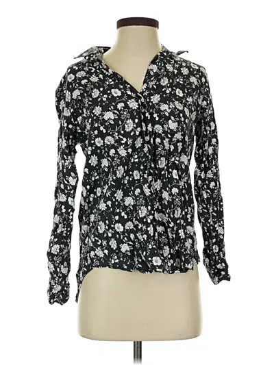 Pre-owned Grayson Long Sleeve Blouse In Black