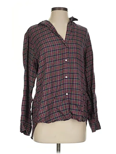 Pre-owned Grayson Long Sleeve Blouse In Burgundy