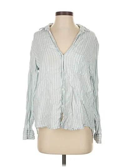 Pre-owned Grayson Long Sleeve Blouse In Silver