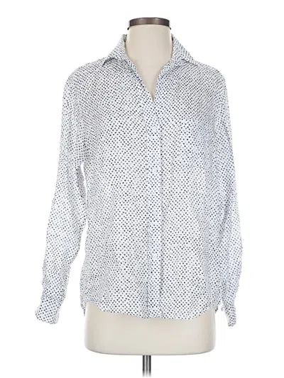 Pre-owned Grayson Long Sleeve Blouse In Silver