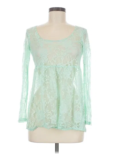 Pre-owned Grayson Long Sleeve Top Green Sweetheart Neckline Tops