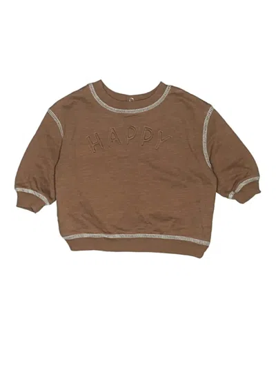 Pre-owned Grayson Mini Babies' Long Sleeve Top Brown Crew Neck Tops