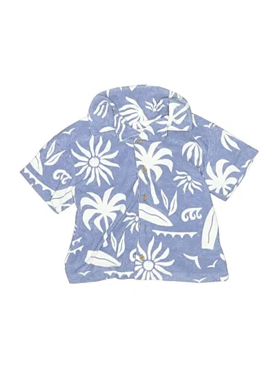Pre-owned Grayson Mini Kids' Short Sleeve Button Down Shirt In Blue