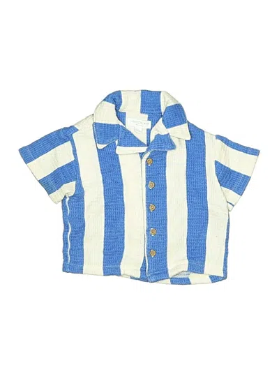 Pre-owned Grayson Mini Babies' Short Sleeve Button Down Shirt In Blue