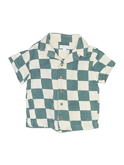 Pre-owned Grayson Mini Kids' Short Sleeve Button Down Shirt In Teal