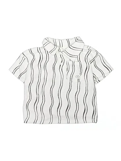 Pre-owned Grayson Mini Kids' Short Sleeve Button Down Shirt In White