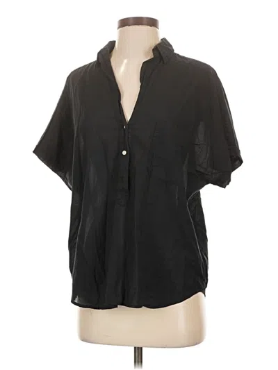 Pre-owned Grayson Short Sleeve Blouse In Black