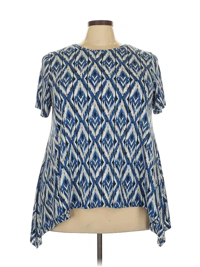 Pre-owned Grayson Short Sleeve Blouse In Blue