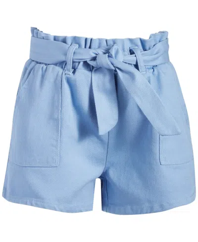 Grayson Threads Black Grayson Threads Kids, The Label Big Girls Tie-belt Cotton Twill Shorts In Blue