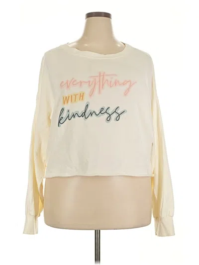 Pre-owned Grayson Threads Long Sleeve Top Ivory Boatneck Tops