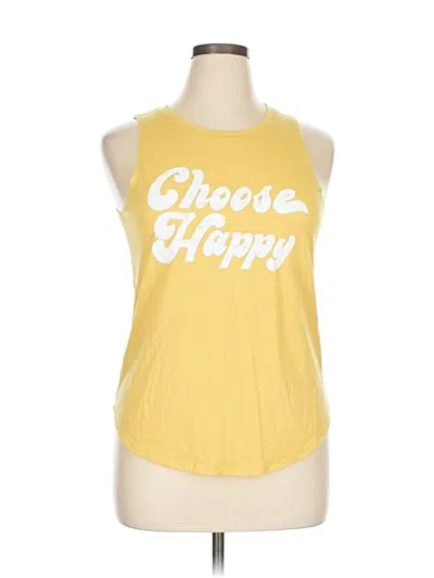 Pre-owned Grayson Threads Tank Top Yellow Halter Neckline Tops