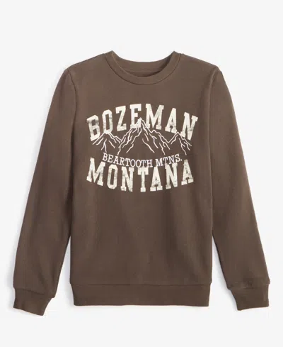 Grayson Threads, The Label Kids' Big Boys Bozeman Montana Fleece Graphic Sweatshirt In Brown