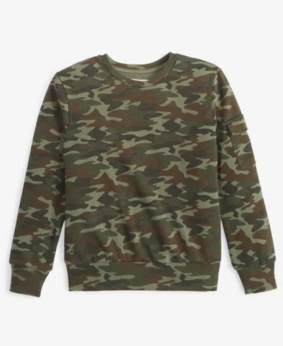 Grayson Threads, The Label Kids' Big Boys Camo Fleece Sweatshirt In Green