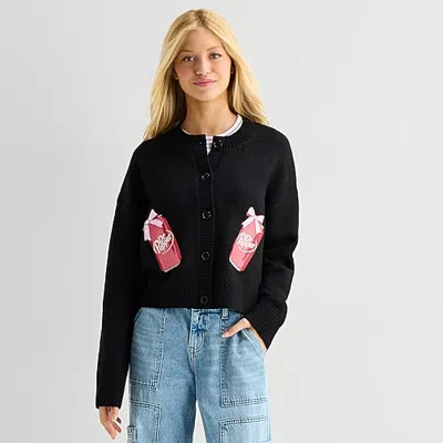 Grayson Threads, The Label Dr Pepper Cardigan\n Womens Crew Neck Long Sleeve Button Juniors Cardigan In Black