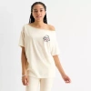Grayson Threads, The Label Girls Night In Off The Shoulder Oversized Womens Juniors Crew Neck Short Sleeve Oversized Hello Kitt In White