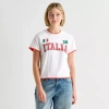 Grayson Threads, The Label Italia Ringer Tee Womens Juniors Crew Neck Short Sleeve Fitted Graphic T-shirt In White