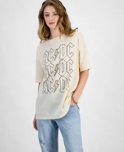 Grayson Threads, The Label Juniors' Acdc Leopard T-shirt In Bleached Sand