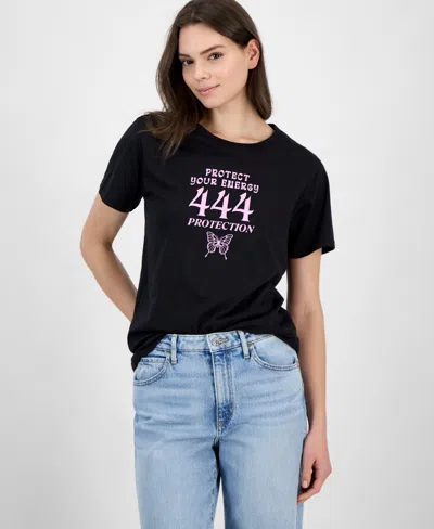 Grayson Threads, The Label Juniors' Angel Numbers Graphic Print T-shirt In Black
