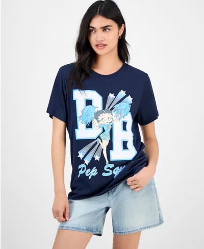 Grayson Threads, The Label Juniors' Betty Boop Cheer T-shirt In Blue