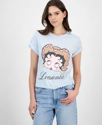 Grayson Threads, The Label Juniors' Betty Boop Cowgirl Graphic Print T-shirt In Blue